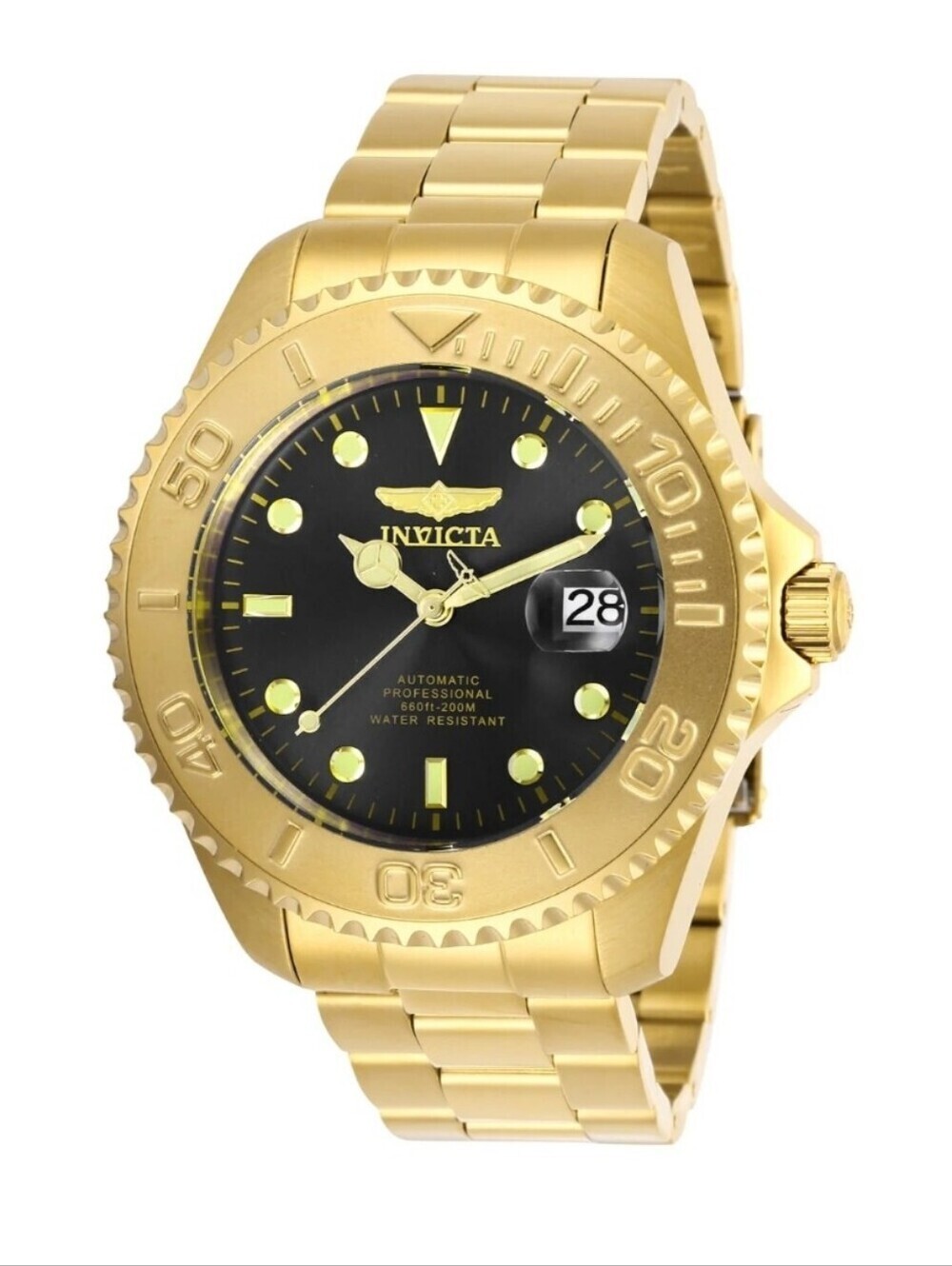 New - 28952 Invicta Gold and Black 47mm Automatic Men's Pro Diver Watch